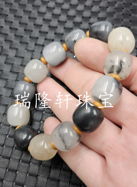 新疆和田青花玉老型珠玉石手链