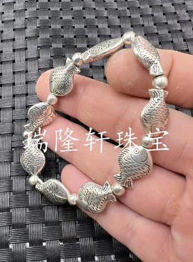 藏银小鱼手链手串手饰
