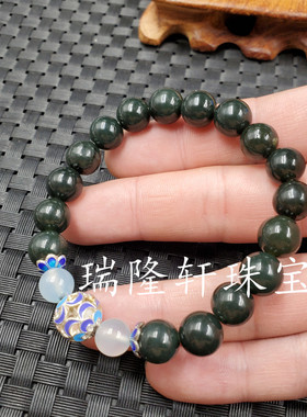 天然玉石和田玉圆珠手链