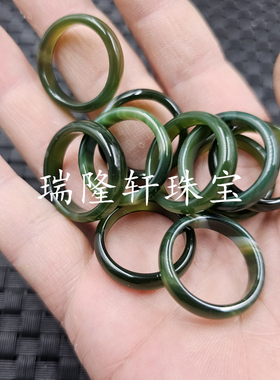 草绿色玛瑙玉石戒指细条缠丝玛瑙