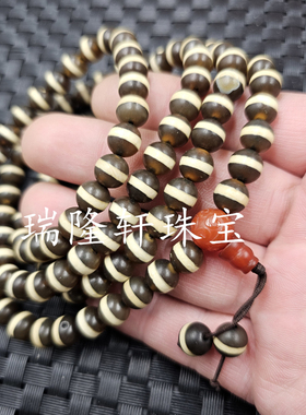 奶咖色线型天珠玉石手链8毫米