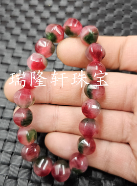 西瓜红多棱珠子玉石手链