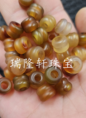 咖啡色玛瑙大孔珠子玉石散珠