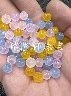 玉石散珠粉色南瓜珠散珠湖蓝色
