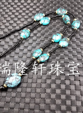 饰品优化绿松石椭圆形毛衣链
