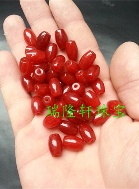 冰种鸡血红米珠编制石英岩玉