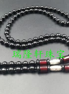 新款精美仿黑曜石圆珠挂件绳6毫米圆珠项链玉石吊坠绳玉珠链