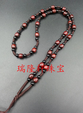 高档天然酸枝木米珠项链绳玉坠绳木头珠子链子挂件绳