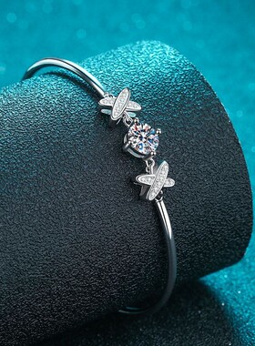 D色1克拉莫桑石手链925纯银