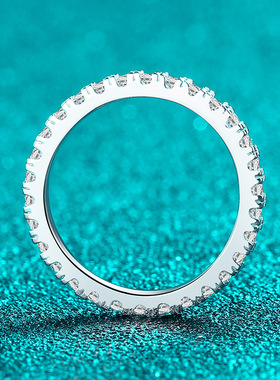 D色全莫桑石戒指女满天星S925银