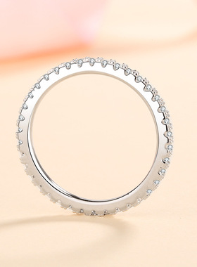 纯银一字满钻小红书同款戒指