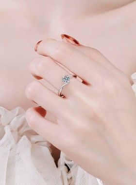 30分戒指925纯银镀铂金女简约