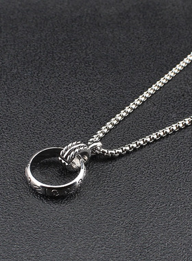 字符戒指圈项链男潮酷嘻哈简约百搭长款毛衣链女衣服挂件饰品配饰