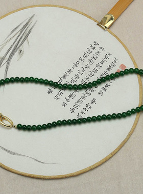 复古法式绿色串珠项链百搭锁骨链