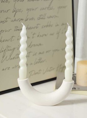 北欧黑白色拱桥陶瓷烛台