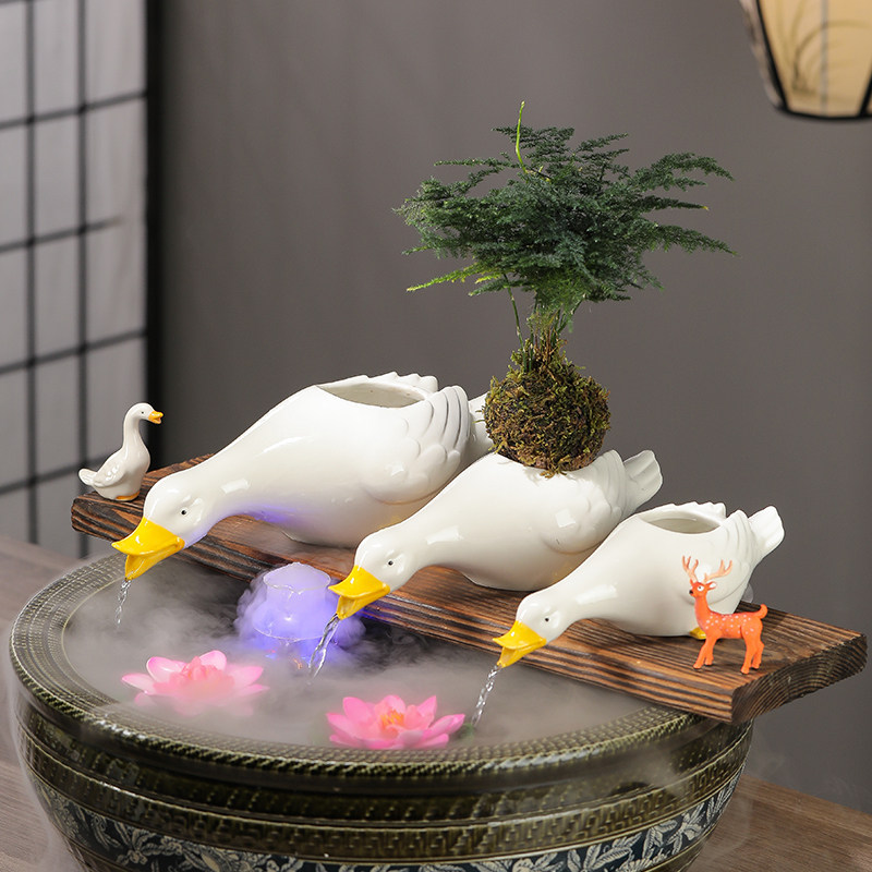 生态缸喷泉养鱼陶瓷鸭锦鲤循环流水年年有余配件庭院花园造景diy,淘宝优惠券,粉丝福利购,淘宝优惠卷