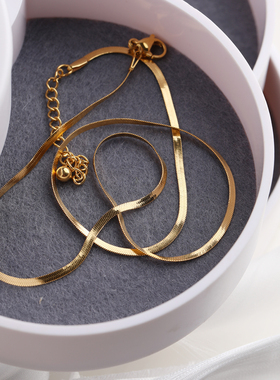 钛钢真空镀金不褪色蛇骨刀片项链