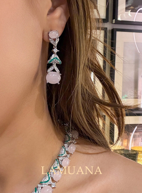 LAMUANA紫藤花海系列轻奢高级珠宝小众设计复古礼服项链耳钉套装