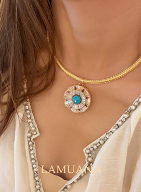 LAMUANA圣托里尼的蒲公英｜复古法式小众度假风绿松颈链choker