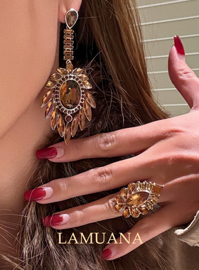 LAMUANA印第安羽毛系列复古小众高级设计咖色马眼钻戒指礼物94904