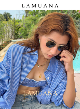 LAMUANA异域蓝眼串珠项链颈链锁骨链小众设计感多层叠戴礼物84929