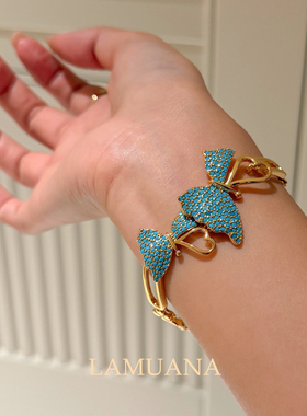 LAMUANA蓝心蝴蝶系列复古小众设计感度假风礼物女手链腕饰13346