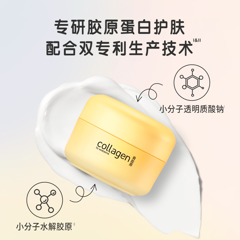 【热销】屈臣氏胶原弹润嘭嘭霜元气素颜霜滋润轻盈高保湿