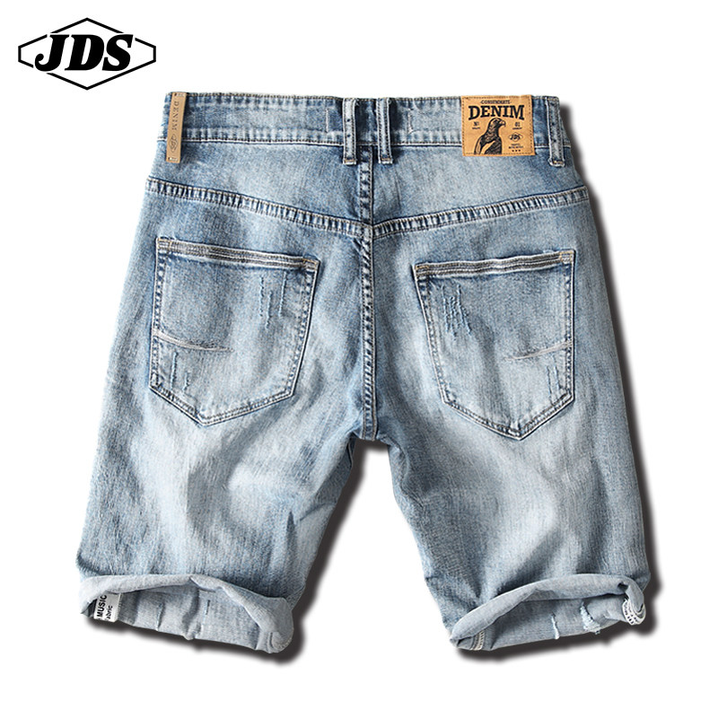 夏季牛仔男七分裤弹力破洞潮五分裤 角斗士服饰牛仔裤