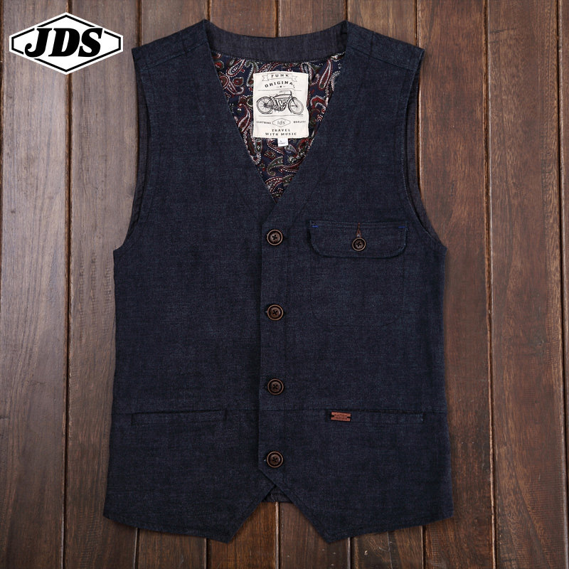 春季新款日系男士牛仔西装男装马甲 角斗士服饰背心/马甲