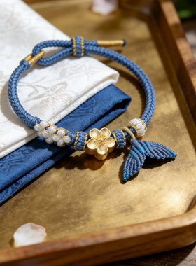 手工锦鲤桃花编织转运珠手绳