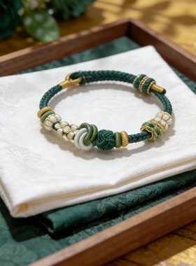 手工编织绳可穿珠黄金转运珠手链