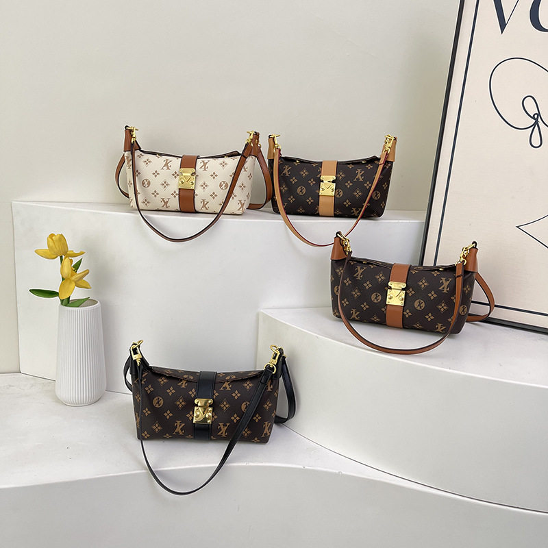 腋下单肩包跨境热销女包2026年新款斜挎老花牛角包两条肩带,淘宝优惠券,粉丝福利购,淘宝优惠卷