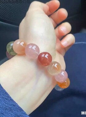 天然彩兔毛手串女款新款感多宝彩兔毛手链彩色多巴胺糖果手饰