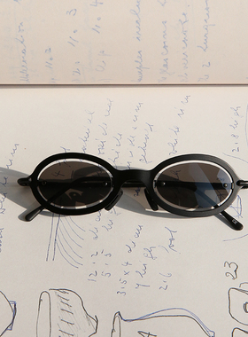 德国制造 |双层椭圆黑色金属哑光墨镜太阳眼镜设计师款夸张