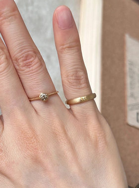 金色手工拉丝星芒尾戒开口可调