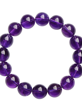 盖亚回声 天然乌拉圭七度紫水晶圆珠手链招财手链 高品深紫水晶