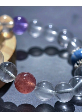 【云隙星澜】限定款 天然猫眼蓝晶石设计款手链 白幽灵圆珠手串