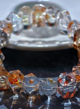 盖亚回声 天然7A级双尖彩闪灵水晶手链10mm闪灵水晶手串