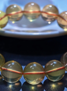 【巴西黄水晶】 天然级黄水晶圆珠手链 巴西黄水晶散珠手串