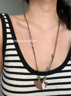 提子手作原创木片细绳项链