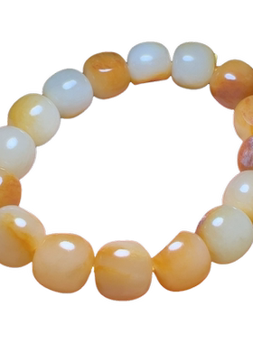 新疆和田玉白玉手串圆珠手串红皮老型珠手串白玉男士手串13*14