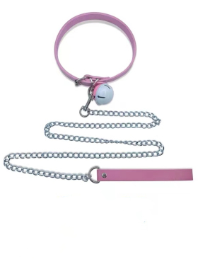 pu皮革大铃铛项圈牵引链