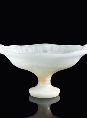 侘寂风中古高脚果盘洞石摆件新中式家居样板房桌面收纳软装饰品