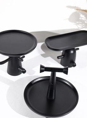 欧式黑色实木果盘三件套客厅卧室电视柜茶几首饰品收纳盘软装