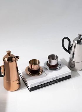 现代欧式不锈钢摩卡壶手冲咖啡壶法压壶装饰摆件桌面客厅样板间