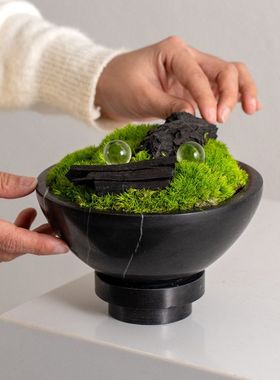 高端大理石绿植盆景绿植五星级酒店展厅茶室样板间创意绿植摆件