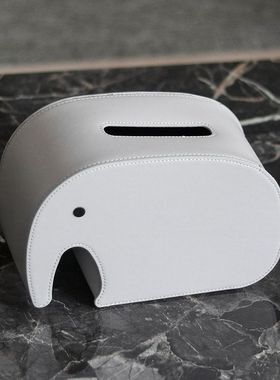 轻奢皮革纸巾盒摆件客厅样板间儿童房展厅餐厅酒店可爱大象抽纸盒