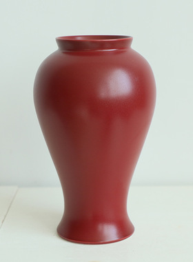 宋代美学新中式禅意红色陶瓷陶罐家居客厅花瓶茶室软装饰品摆件