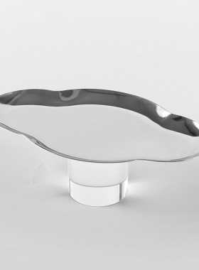 北欧金属云朵果盘摆件现代家居茶几餐桌水晶圆柱零食干果碟