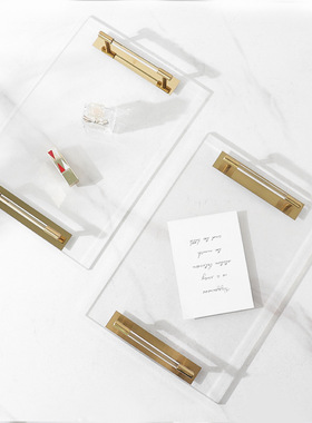 感置物架化妆品透明托盘摆件亚克力首饰收纳架卫生间洗手台